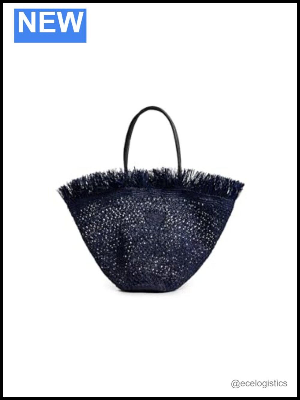 Raffia Woven Fringe Trim Tote Bag with Magnetic Closure